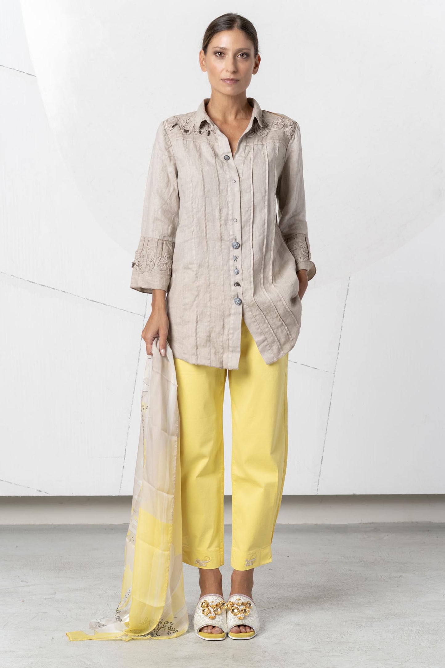 ELISA CAVALETTI linen blouse Gesso