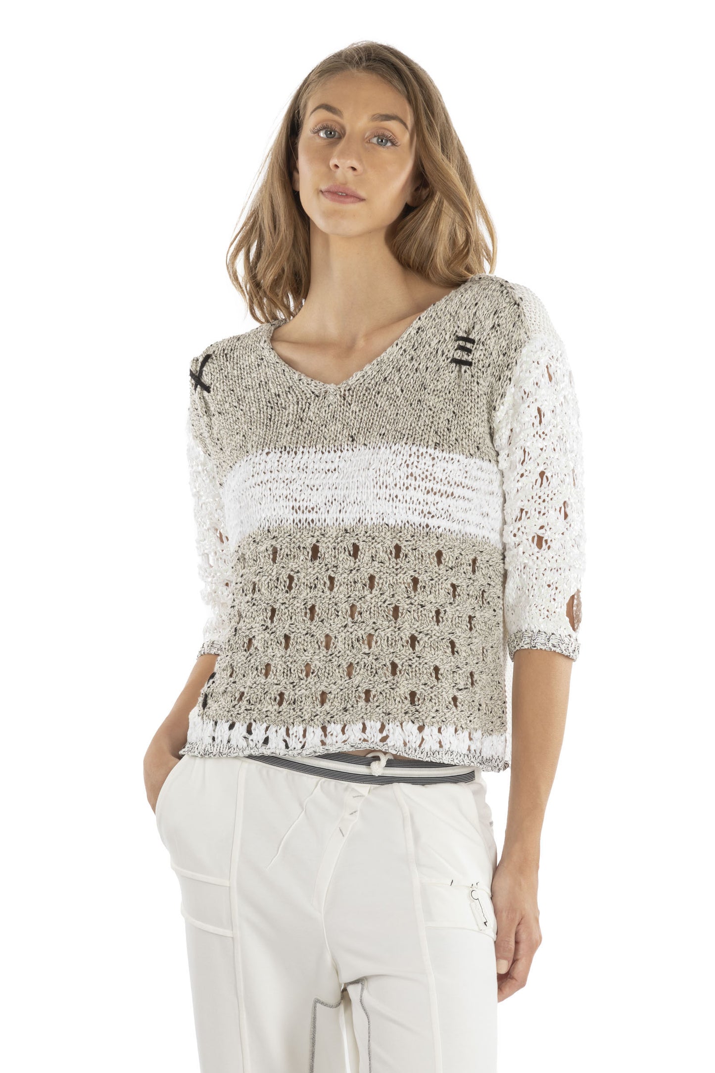 ELISA CAVALETTI Strickpullover Schwarz+Beige