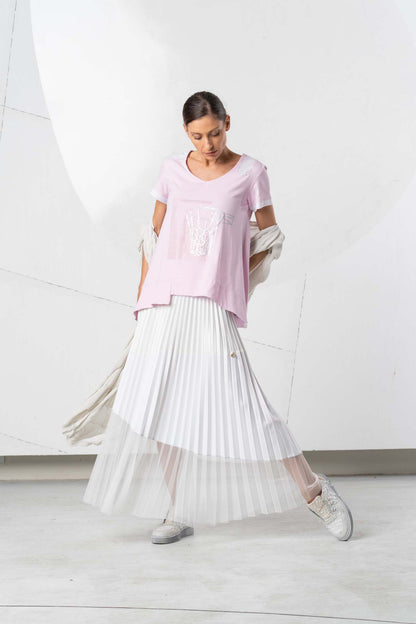 ELISA CAVALETTI Pleated Skirt White+Black