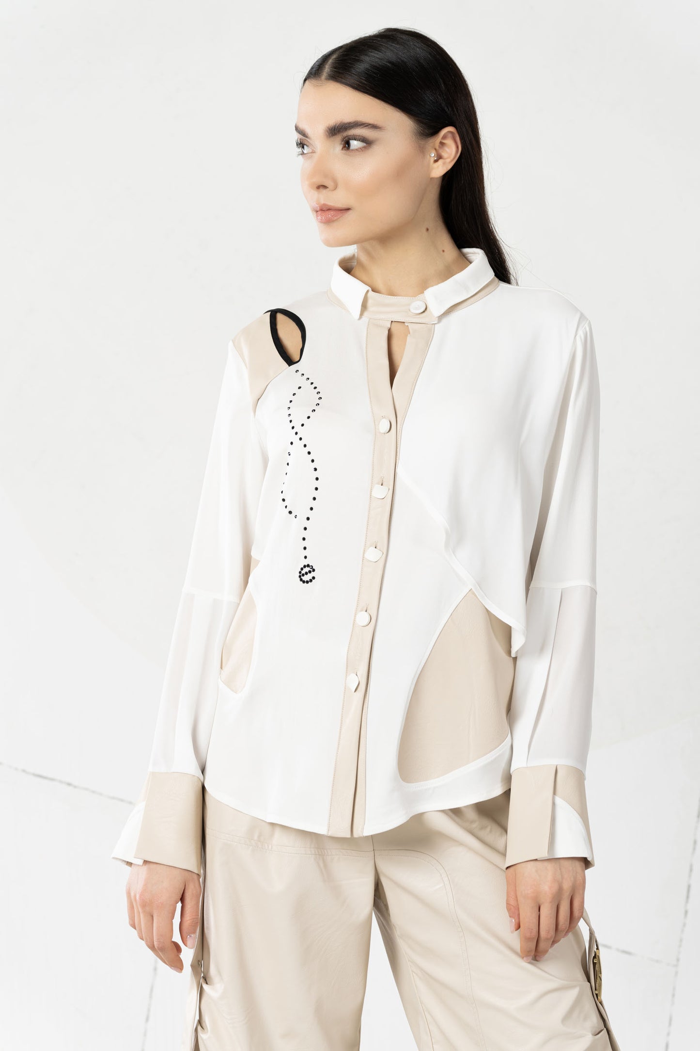 ELISA CAVALETTI Bluse Beige+Weiß