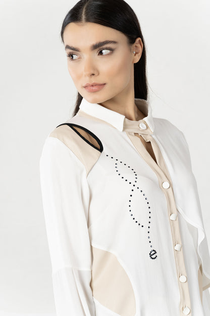 ELISA CAVALETTI Bluse Beige+Weiß