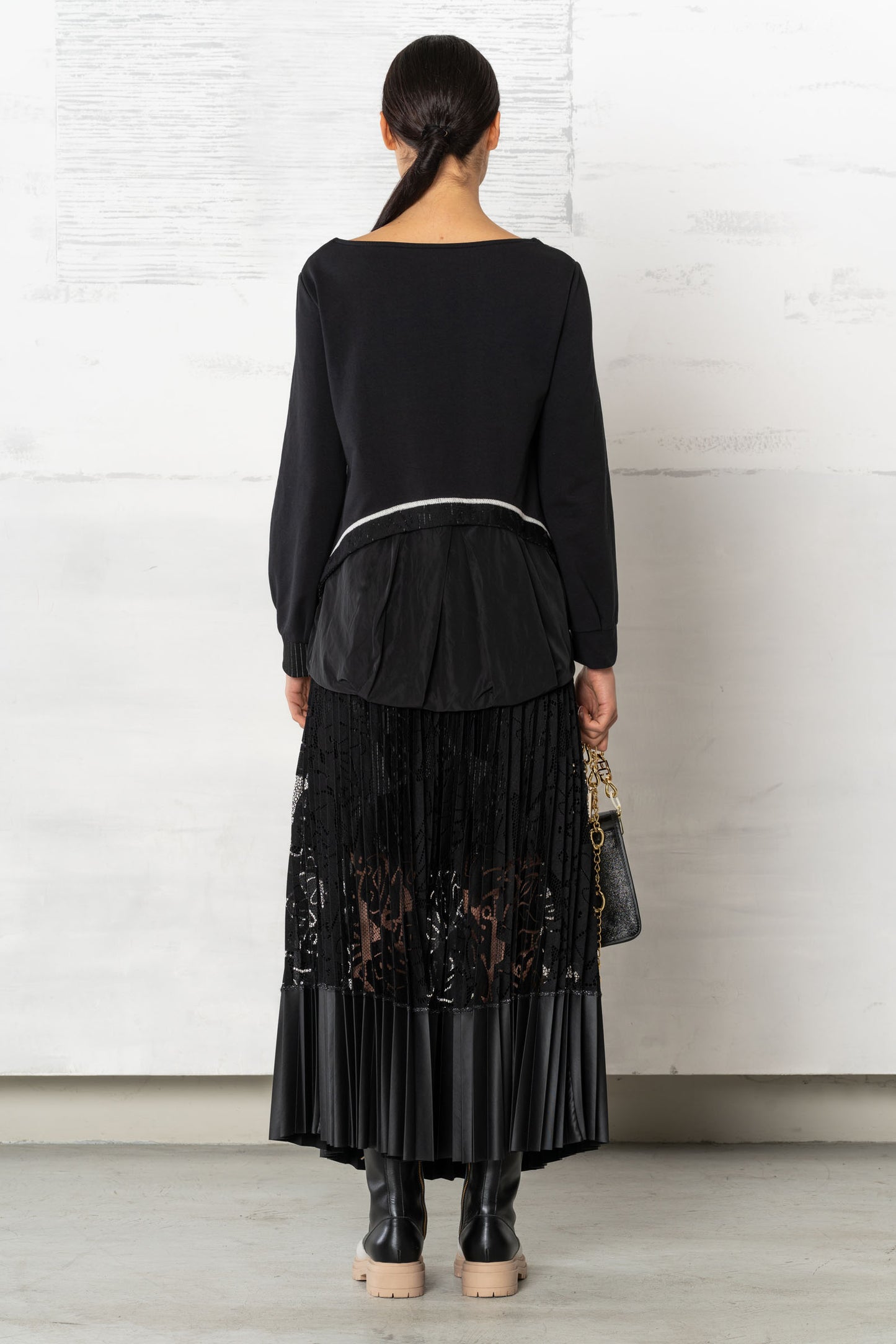 ELISA CAVALETTI skirt with lace Nero