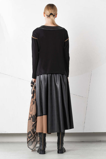 ELISA CAVALETTI leather skirt blue+black