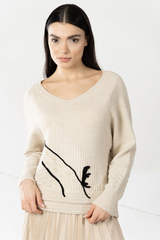 ELISA CAVALETTI Knitted Sweater Beige+White+Black