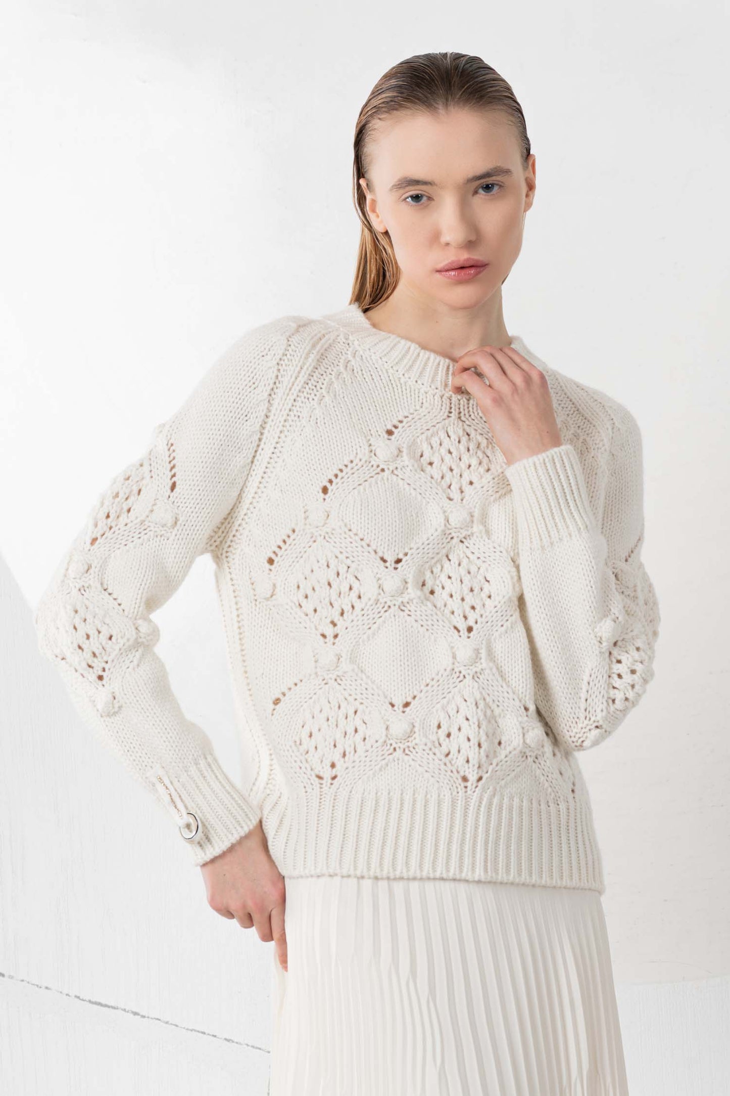 ELISA CAVALETTI Strickpullover Weiß+Beige