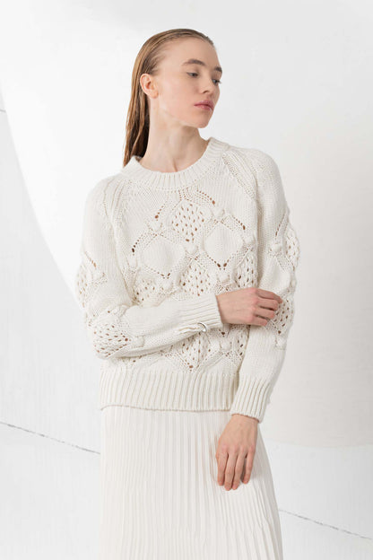 ELISA CAVALETTI Strickpullover Weiß+Beige