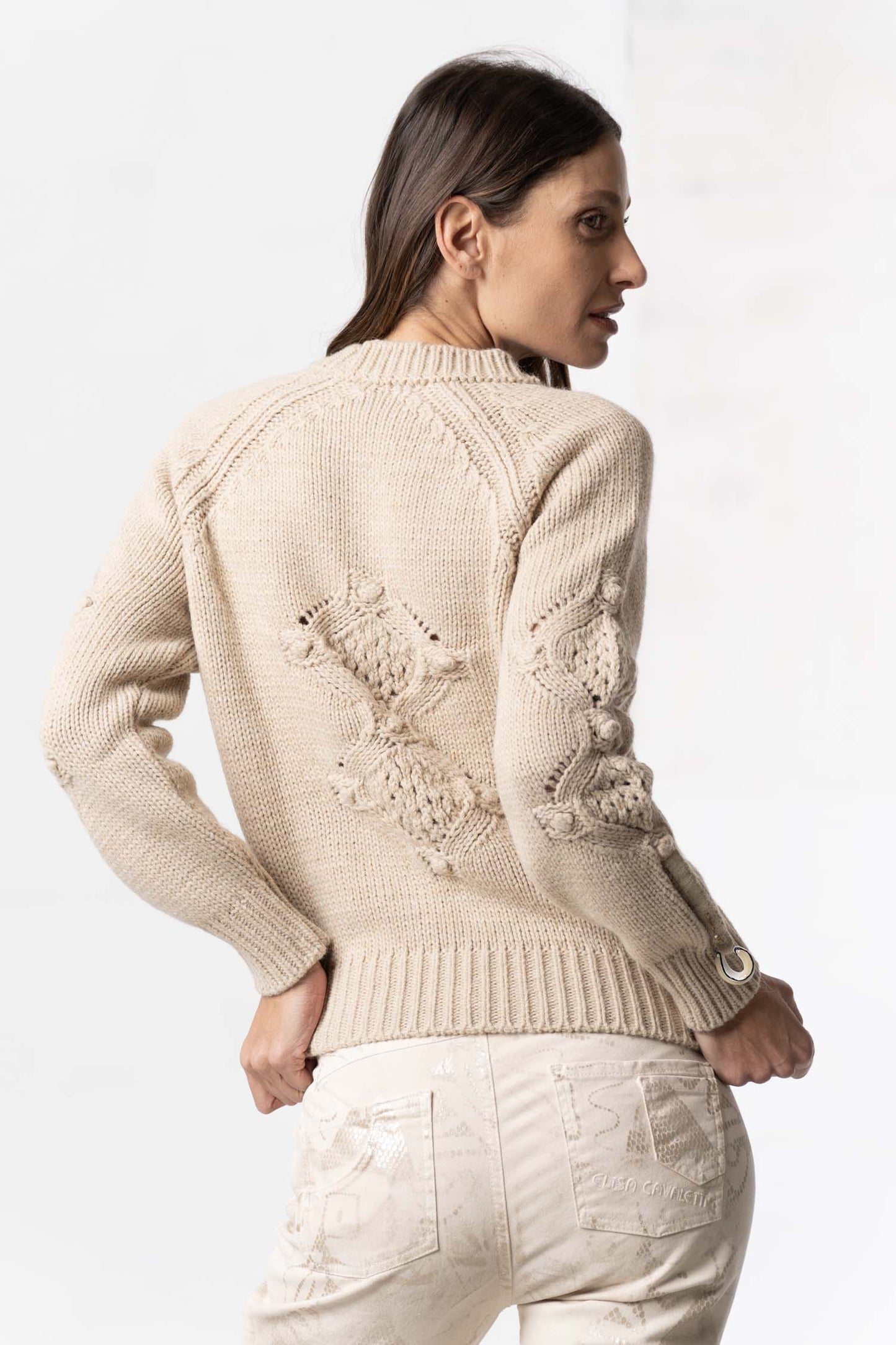 ELISA CAVALETTI Knitted sweater white+beige