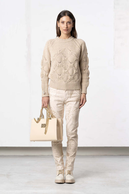 ELISA CAVALETTI Knitted sweater white+beige