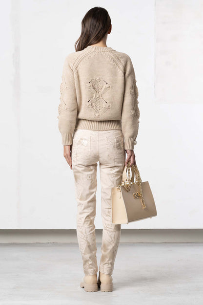 ELISA CAVALETTI Knitted sweater white+beige