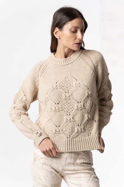 ELISA CAVALETTI Knitted sweater white+beige