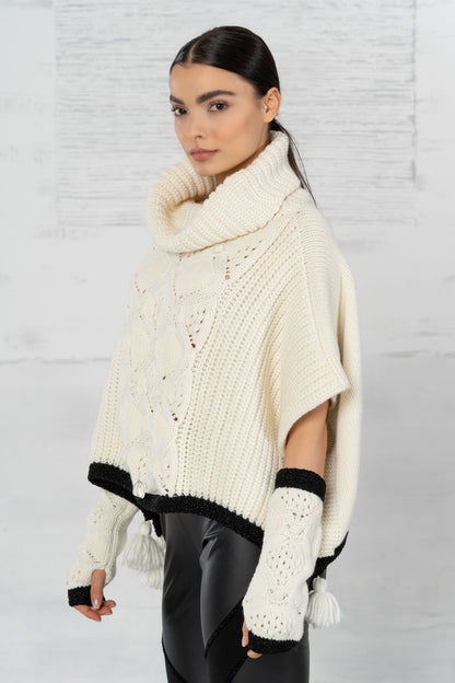 ELISA CAVALETTI Knitted sweater beige+black