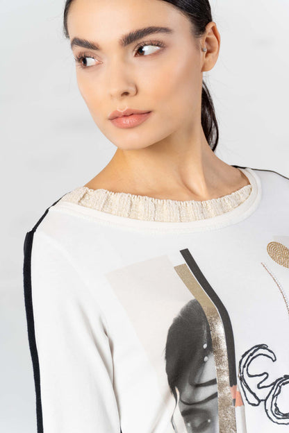 ELISA CAVALETTI Sweatshirt mit Aufdruck Weiß+Beige