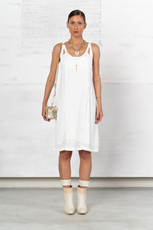 ELISA CAVALETTI strap dress white+turquoise