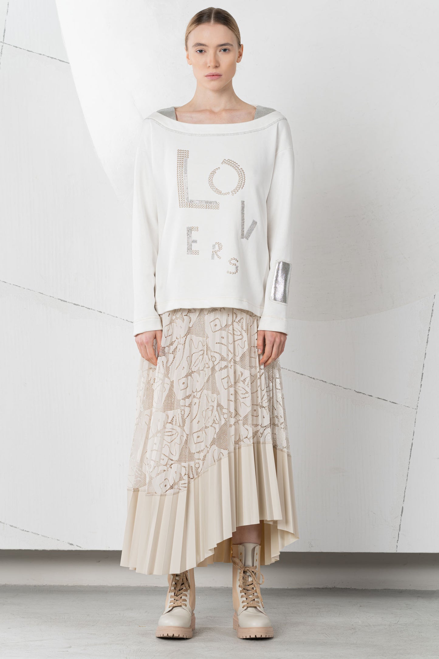 ELISA CAVALETTI pleated skirt with lace