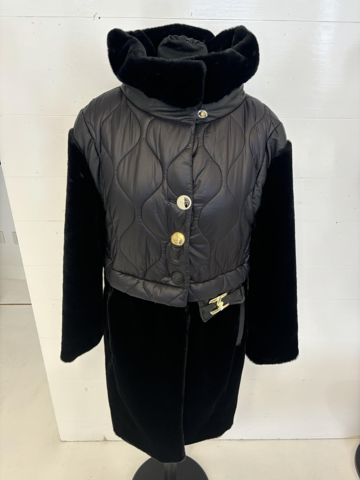 ELISA CAVALETTI Felljacke Schwarz+Weiß+Beige