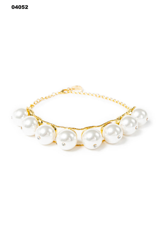 DANIELA DALLAVALLE Perlen Halskette Gold + Silber