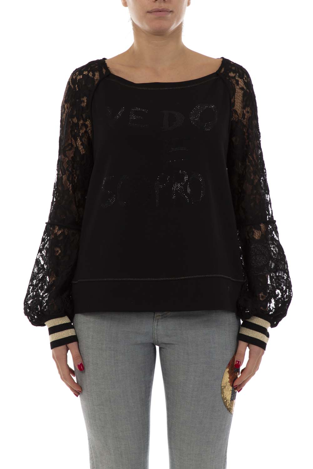 DANIELA DALLAVALLE sweatshirt with lace 