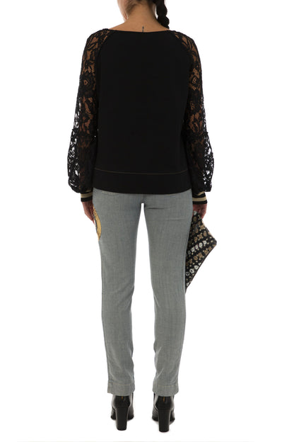 DANIELA DALLAVALLE sweatshirt with lace 