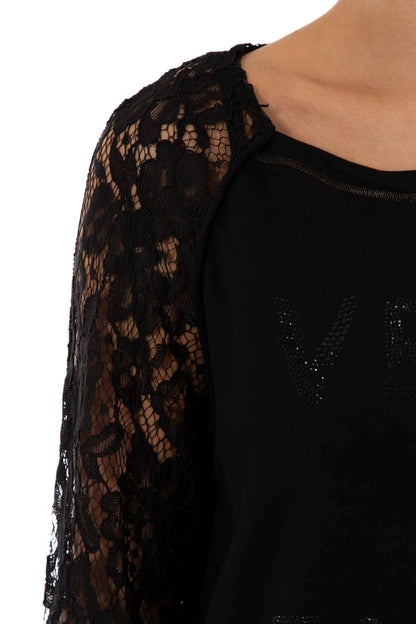 DANIELA DALLAVALLE sweatshirt with lace 