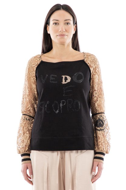 DANIELA DALLAVALLE sweatshirt with lace 