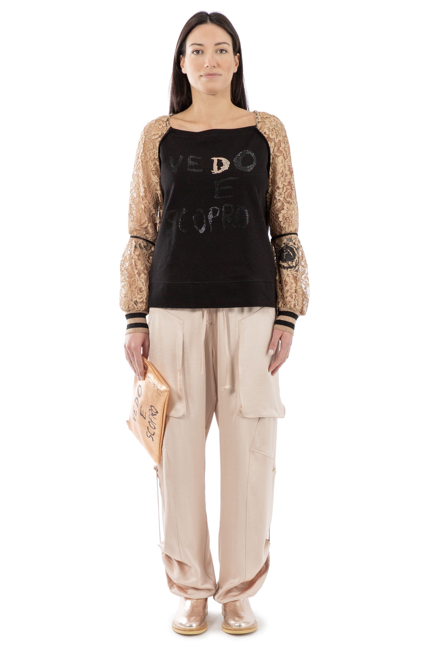 DANIELA DALLAVALLE sweatshirt with lace 