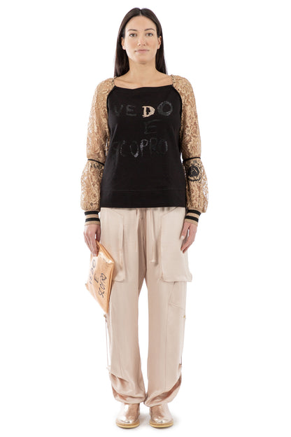 DANIELA DALLAVALLE sweatshirt with lace 