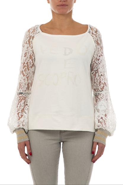 DANIELA DALLAVALLE sweatshirt with lace 