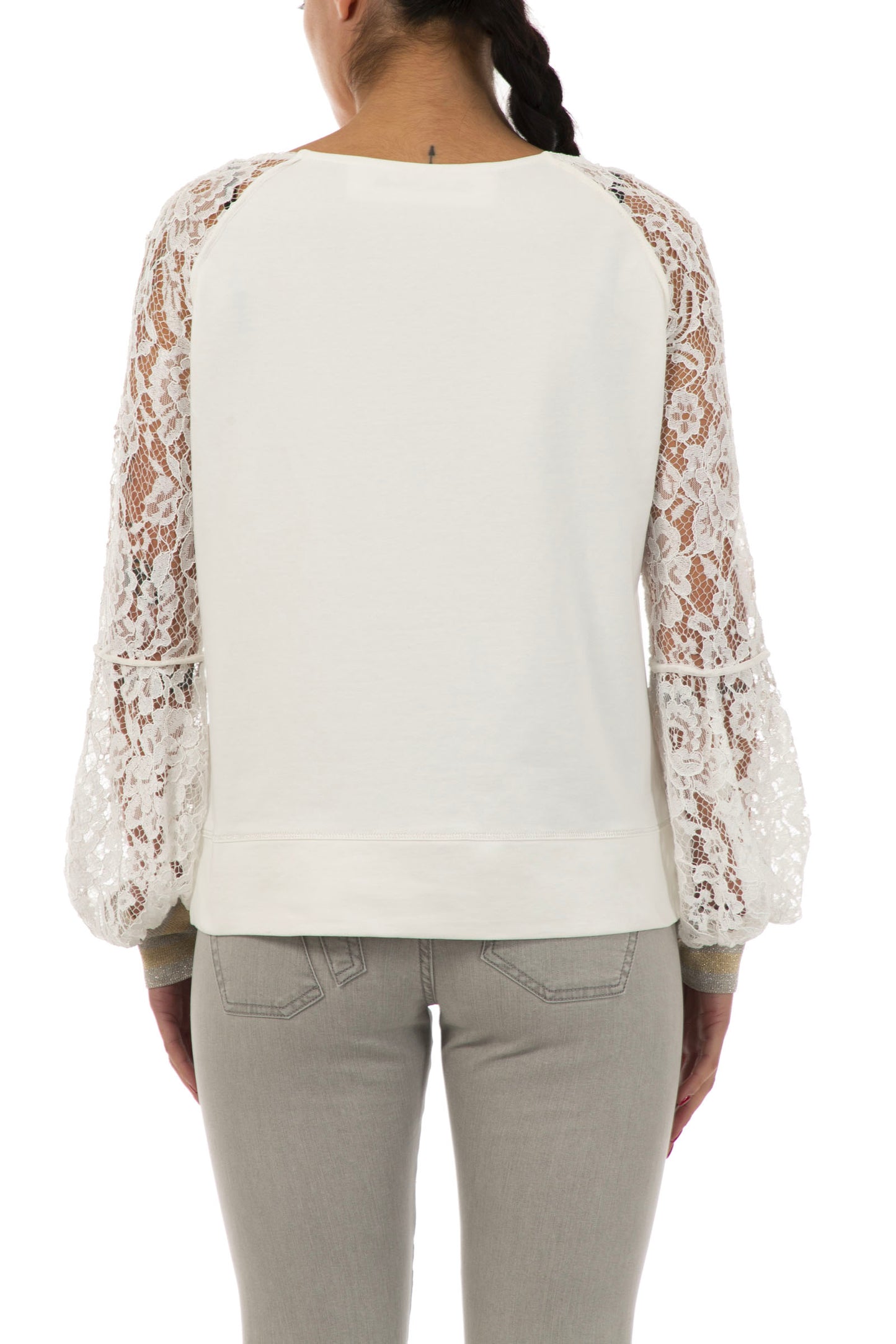 DANIELA DALLAVALLE sweatshirt with lace 