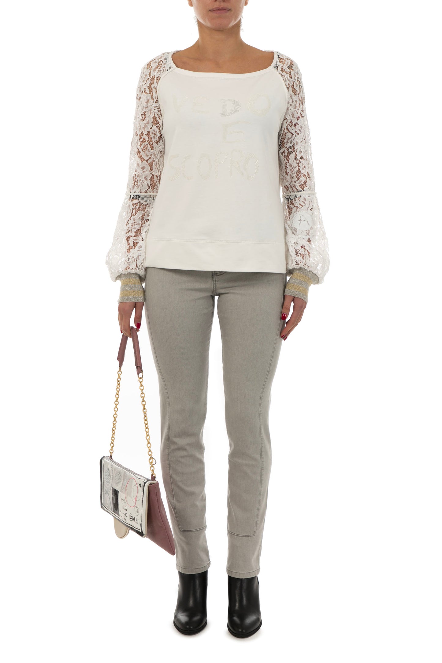 DANIELA DALLAVALLE sweatshirt with lace 