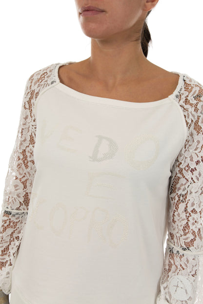 DANIELA DALLAVALLE sweatshirt with lace 