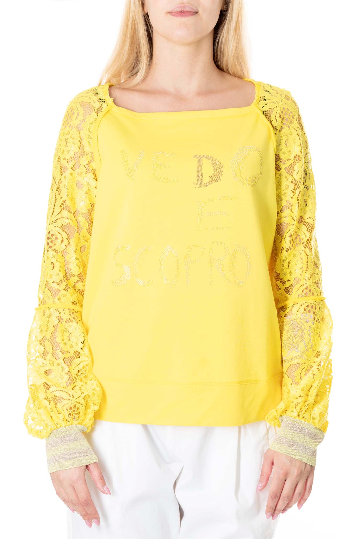 DANIELA DALLAVALLE sweatshirt with lace 