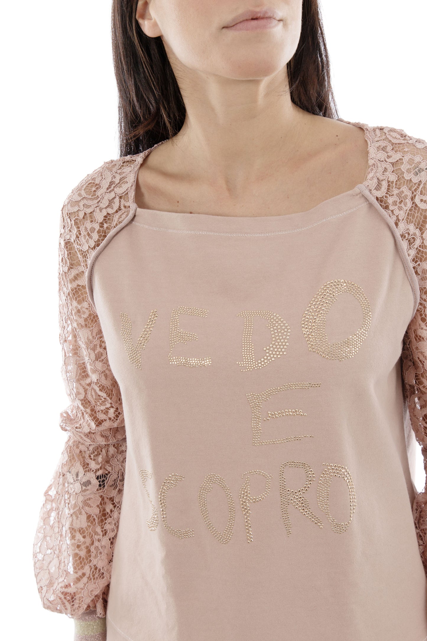 DANIELA DALLAVALLE sweatshirt with lace 