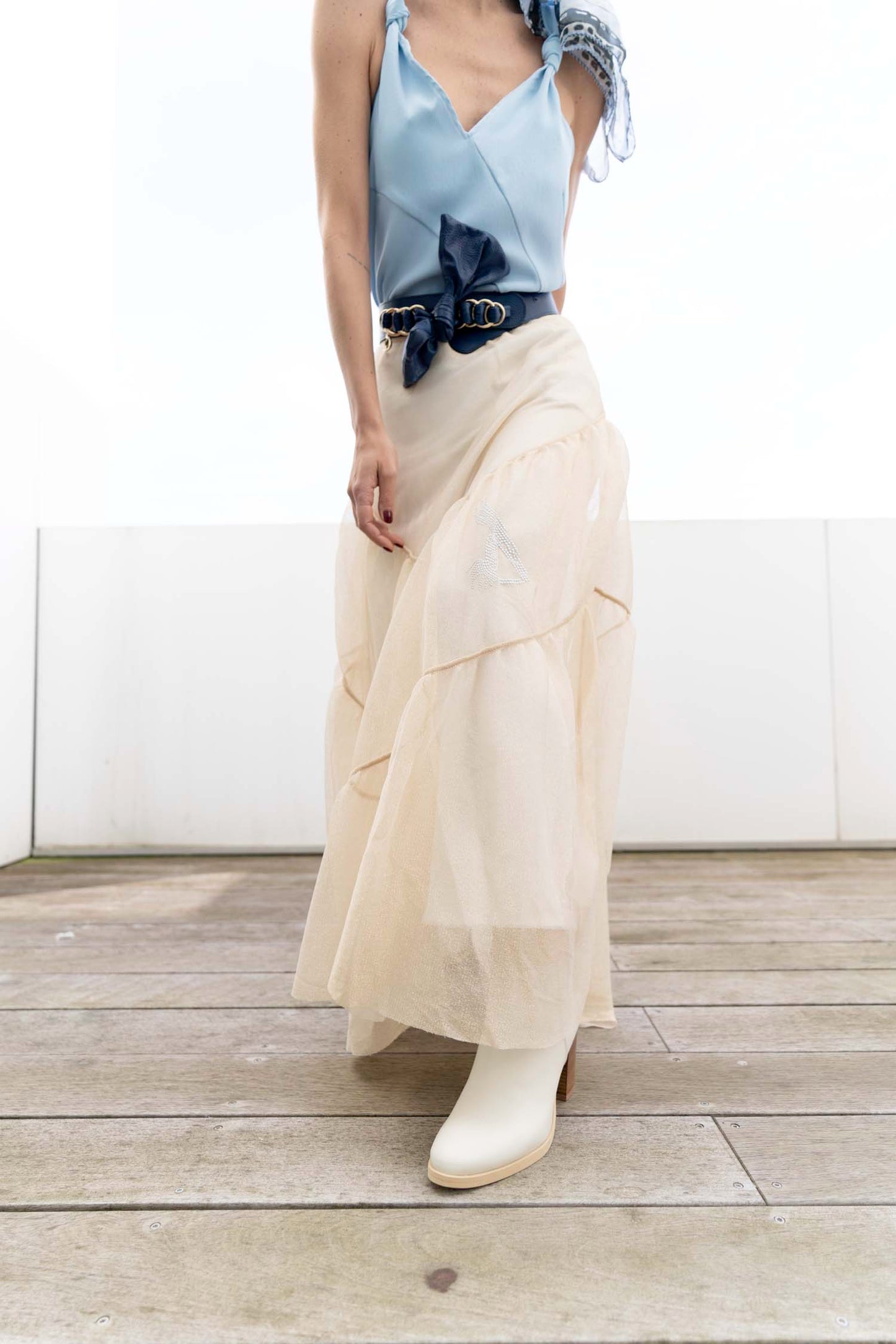 DANIELA DALLAVALLE tulle skirt pink+beige+gray