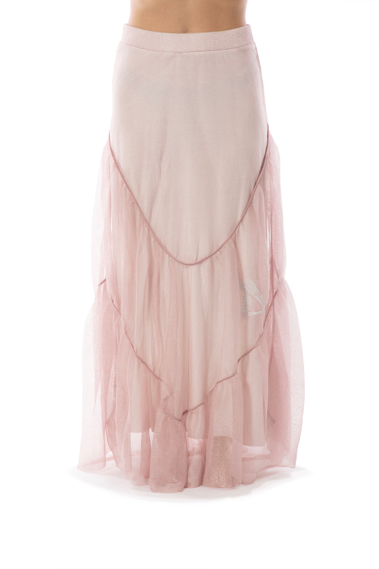 DANIELA DALLAVALLE tulle skirt pink+beige+gray