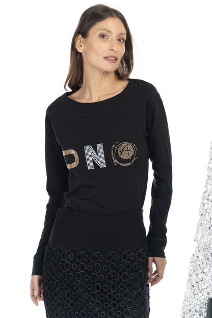 DANIELA DALLAVALLE Sweatshirt Schwarz+Weiß