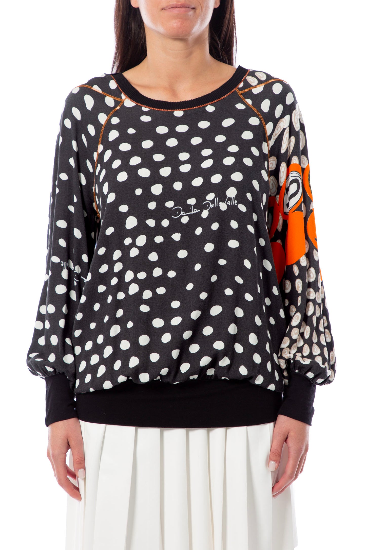 DANIELA DALLAVALLE sweatshirt black white dotted