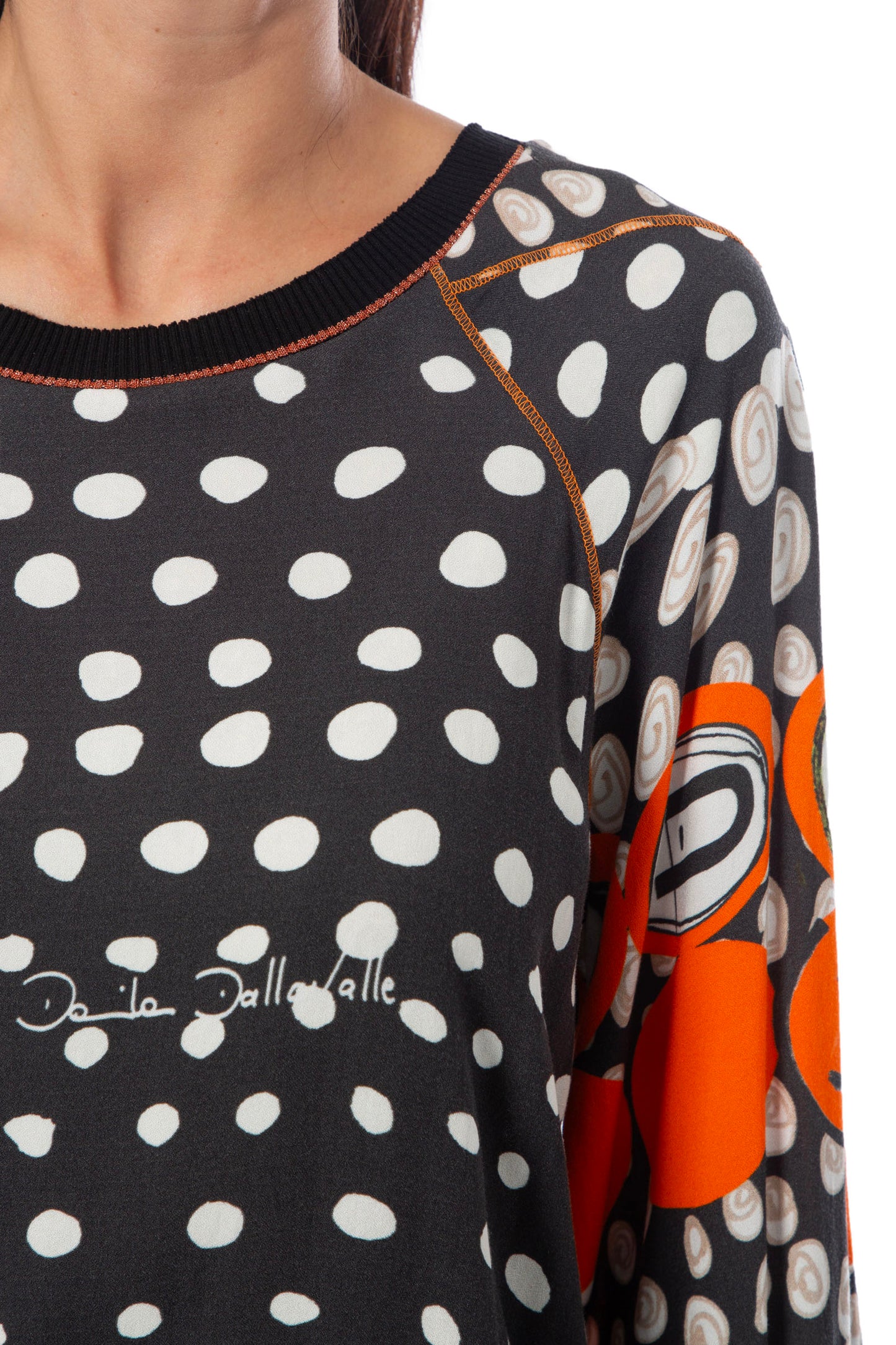 DANIELA DALLAVALLE sweatshirt black white dotted