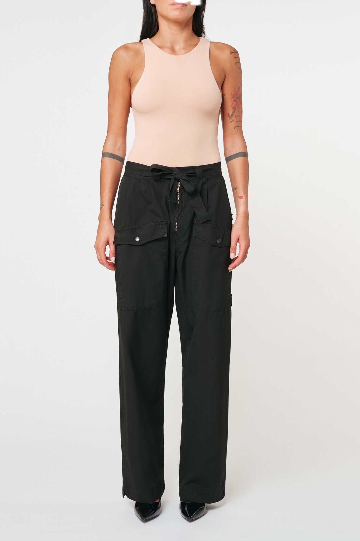 DANIELA DALLAVALLE Pants Black+Pink+Army Green