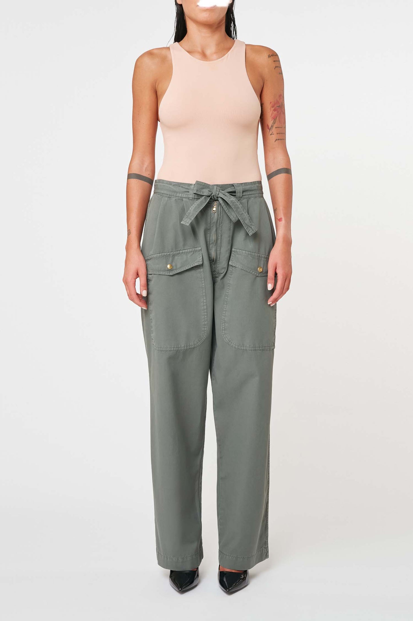 DANIELA DALLAVALLE Pants Black+Pink+Army Green