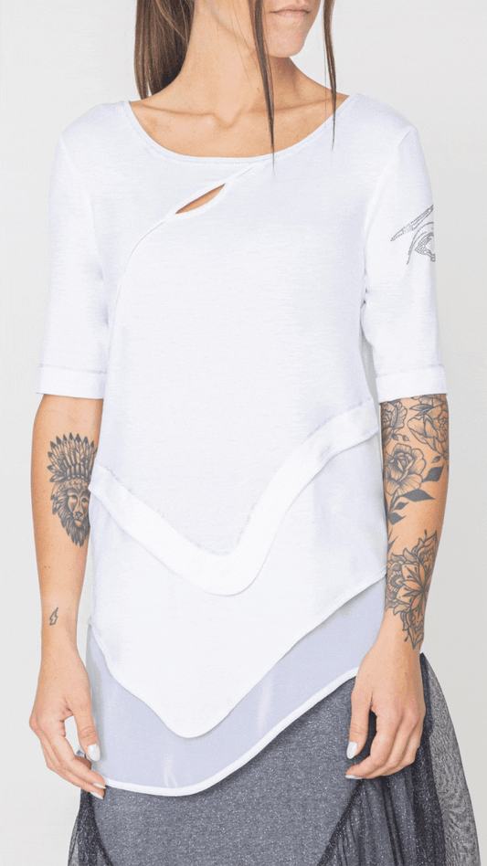 DANIELA DALLAVALLE T-Shirt Weiß+Grau