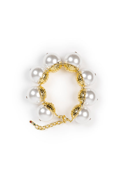 DANIELA DALLAVALLE Armband mit Perlen Gold+Silber